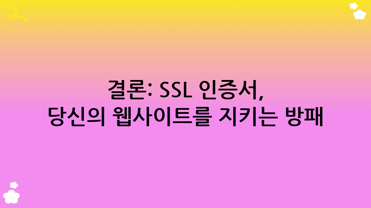 결론: SSL 인증서, 당신의 웹사이트를 지키는 방패