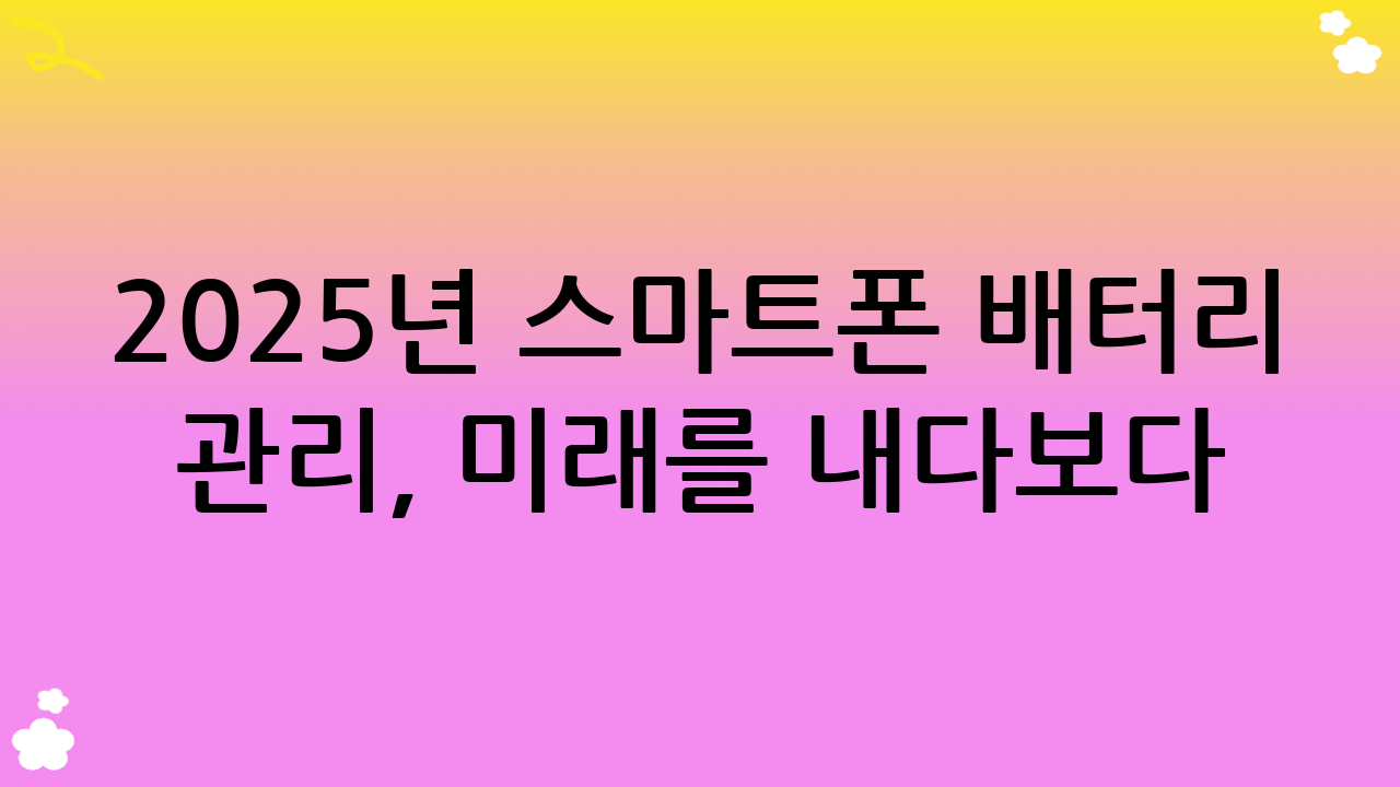 2025년 스마트폰 배터리 관리, 미래를 내다보다